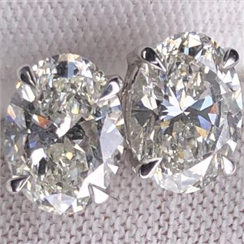 2 Carat Lab Grown Diamond Oval Stud Earrings Solid 14k White Gold IGI Certified