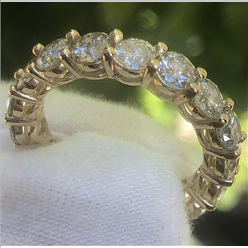 Real Natural 4.60 Carat Diamond Eternity Ring Band Solid 14k Yellow Gold IGI Certified