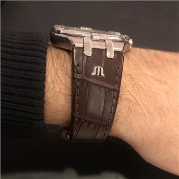 Custom Natural Diamond Maurice Lacroix AIKON AI1008 42mm Leather Men's Watch IGI Certified