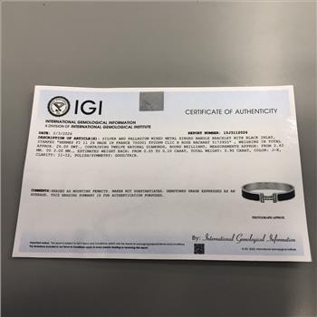 Custom Natural Diamond Hermes Clic H Bracelet GM Size IGI Certified