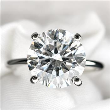 4 Carat Real Lab Grown Diamond Round Brilliant Cut Engagement Ring Solid 14k White Gold