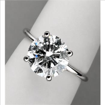 4 Carat Real Lab Grown Diamond Round Brilliant Cut Engagement Ring Solid 14k White Gold