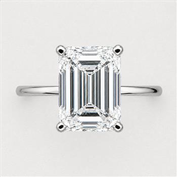 IGI Certified 4 Carat Emerald Lab Grown Diamond Engagement Ring 14k Solid White Gold