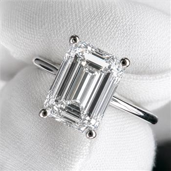 IGI Certified 4 Carat Emerald Lab Grown Diamond Engagement Ring 14k Solid White Gold