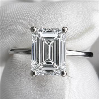 IGI Certified 4 Carat Emerald Lab Grown Diamond Engagement Ring 14k Solid White Gold