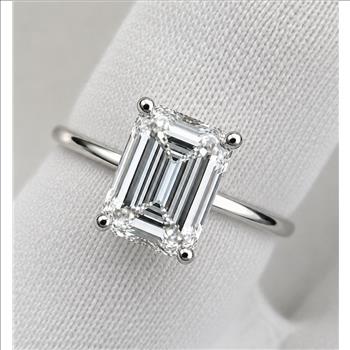 IGI Certified 4 Carat Emerald Lab Grown Diamond Engagement Ring 14k Solid White Gold