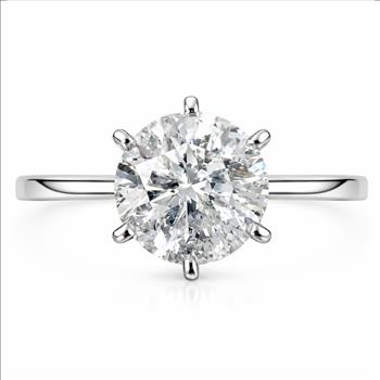 Real Natural Certified 2 Carat Diamond Round Solitaire Engagement Ring 14k Gold