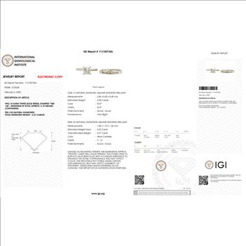 IGI Certified Real Natural 2.00 Carat Princess Cut Diamond Ring Solid 14k White Gold