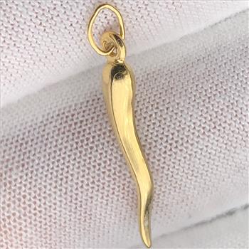 14K Yellow Gold Filled Italian Horn Cornicello Pendant Necklace Charm