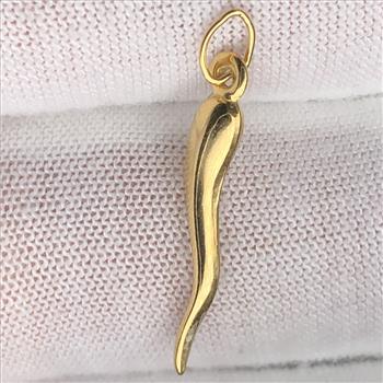 14K Yellow Gold Filled Italian Horn Cornicello Pendant Necklace Charm