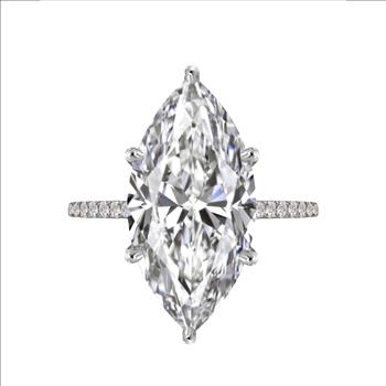 5 Carat Real Lab Grown Diamond Marquise Engagement Ring Solid 14k White Gold