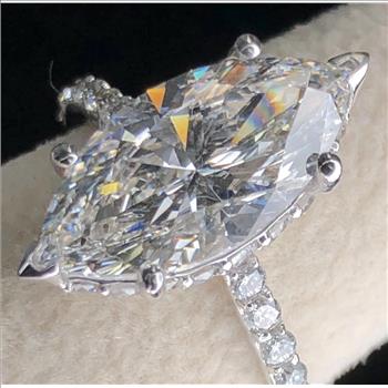 5 Carat Real Lab Grown Diamond Marquise Engagement Ring Solid 14k White Gold