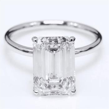 6 Carat Emerald Lab Grown Diamond Engagement Ring 14k Solid White Gold IGI Certified