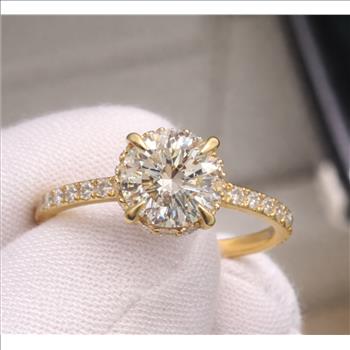 Real Natural 2 Carat Ct GIA Round Solitaire Diamond Engagement Ring 14k Solid Yellow Gold