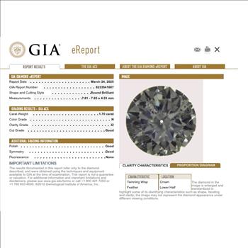 Real Natural 2 Carat Ct GIA Round Solitaire Diamond Engagement Ring 14k Solid Yellow Gold