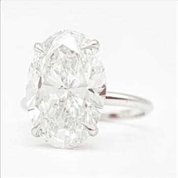 5 Carat Oval Lab Grown Diamond Engagement Ring 14k White Gold IGI Certified