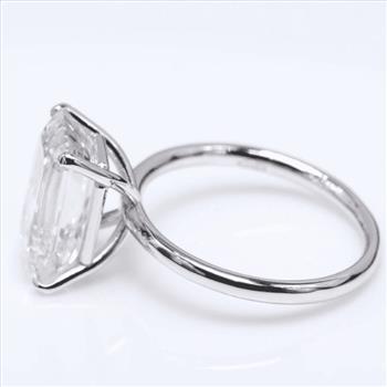 5 Carat Emerald Lab Grown Diamond Engagement Ring 14k Solid White Gold IGI Certified