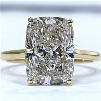 5 Carat Elongated Cushion Cut Lab Grown Diamond Engagement Ring Solid 14k Yellow Gold IGI Certified