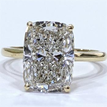 5 Carat Elongated Cushion Cut Lab Grown Diamond Engagement Ring Solid 14k Yellow Gold IGI Certified
