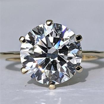 5 Carat Round Lab Grown Diamond Engagement Ring Solid 14k Yellow Gold IGI Certified