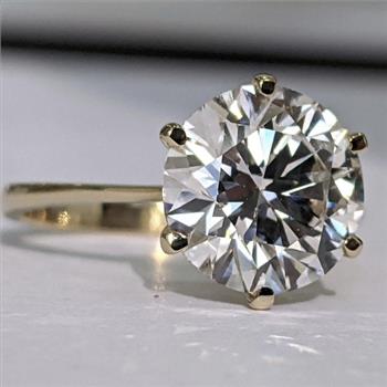 5 Carat Round Lab Grown Diamond Engagement Ring Solid 14k Yellow Gold IGI Certified