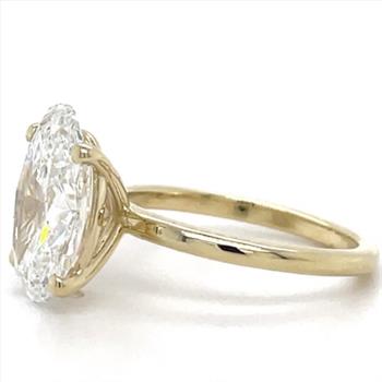 5 Carat Oval Lab Grown Diamond Engagement Ring 14k Yellow Gold IGI Certified