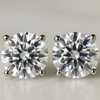 4 Carat Real Lab Grown Diamond Round Brilliant Stud Earrings Solid 14k White Gold IGI Certified