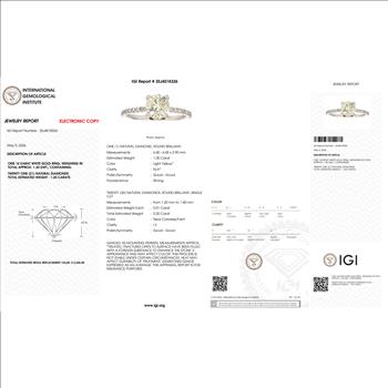 IGI Certified Real Natural Diamond 1 Carat Engagement Ring Solid 14k White Gold