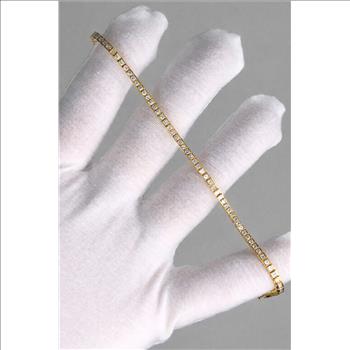 GCAL Certified Real Natural 2 Carat Diamond Tennis Bracelet Solid 14k Yellow Gold