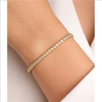 GCAL Certified Real Natural 2 Carat Diamond Tennis Bracelet Solid 14k Yellow Gold