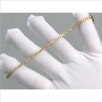 GCAL Certified Real Natural 2 Carat Diamond Tennis Bracelet Solid 14k Yellow Gold