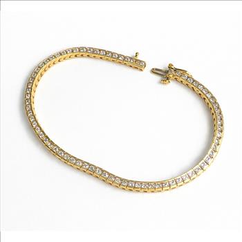 GCAL Certified Real Natural 2 Carat Diamond Tennis Bracelet Solid 14k Yellow Gold