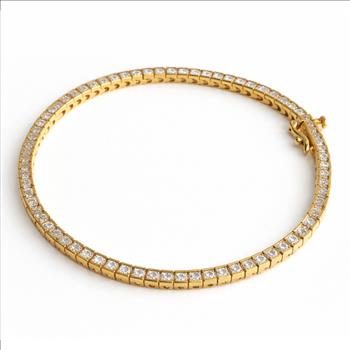 GCAL Certified Real Natural 2 Carat Diamond Tennis Bracelet Solid 14k Yellow Gold