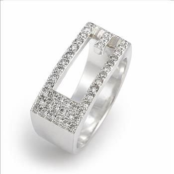 NY Diamond Appraisal Certified Custom Gucci Real Natural Diamond Ring Band Near 3/4 Carat 925 Sterling Silver Size 7.25 US