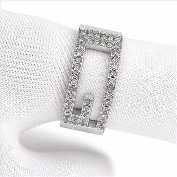 NY Diamond Appraisal Certified Custom Gucci Real Natural Diamond Ring Band Near 3/4 Carat 925 Sterling Silver Size 7.25 US