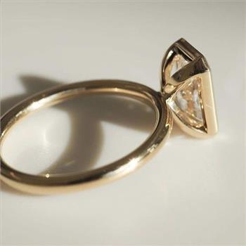 Real 5 Carat Lab Grown Diamond Engagement Ring Radiant Cut Bezel Set Solid 14k Yellow Gold IGI Certified