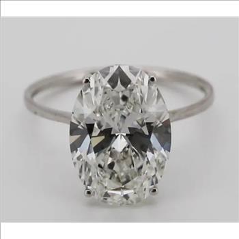 6 Carat Oval Lab Grown Diamond Engagement Ring 14k White Gold IGI Certified