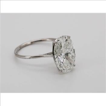 6 Carat Oval Lab Grown Diamond Engagement Ring 14k White Gold IGI Certified
