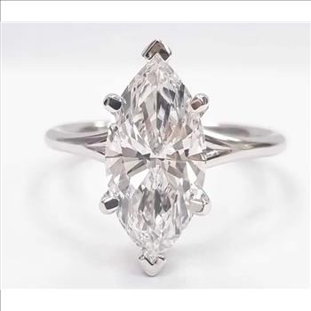 6 Carat Real Lab Grown Diamond Marquise Engagement Ring Solid 14k White Gold