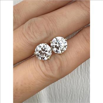 2 Carat Real Lab Grown Diamond Round Brilliant Martini Stud Earrings Solid 14k Yellow Gold IGI Certified