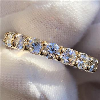 Real Lab Grown Diamond 2 Carat Eternity Ring Band Solid 14k Yellow Gold