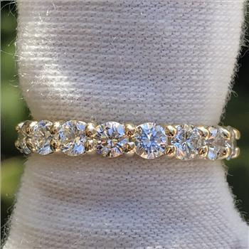 Real Lab Grown Diamond 2 Carat Eternity Ring Band Solid 14k Yellow Gold