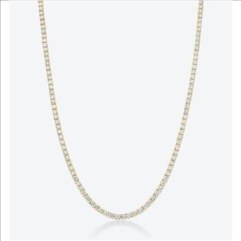 4 Carat Real Lab Grown Diamond Tennis Necklace Chain Solid 14k Yellow Gold 16 Inches