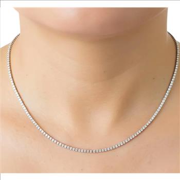 4 Carat Real Lab Grown Diamond Tennis Necklace Chain Solid 14k Yellow Gold 16 Inches