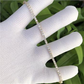 Real Lab Grown VS Diamond Tennis Bracelet Round 3 1/2 Carat 7 Inch Solid 14k Yellow Gold