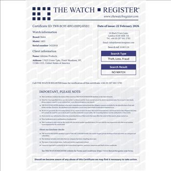 Certifed Orignal Rolex Oyster Perpetual Datejust Watch 1603 Complete With Appraisal Paperwork