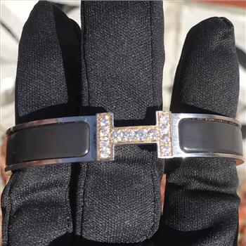 Custom Natural Diamond Hermes Clic H Bracelet GM Size IGI Certified