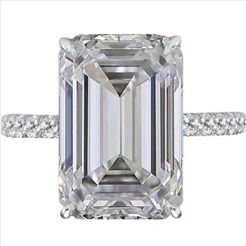Real 4 Carat VS Clarity Emerald Cut Brilliant Lab Grown Diamond Engagement Ring Solid 14k White Gold
