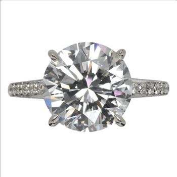 4 Carat Real Lab Grown Diamond Round Brilliant Cut Engagement Ring Solid 14k White Gold