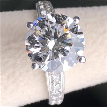 4 Carat Real Lab Grown Diamond Round Brilliant Cut Engagement Ring Solid 14k White Gold